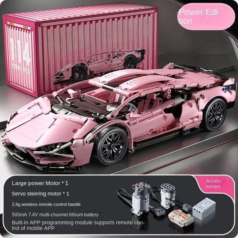 Premium Building Blocks Set with Remote Control Pink Racing Sports Car for Girls Age 14 and Up - ToylandEU