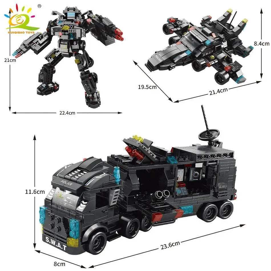 Premium Building Blocks Set with SWAT Police Command Truck and Helicopter for Creative Learning in Children - ToylandEU