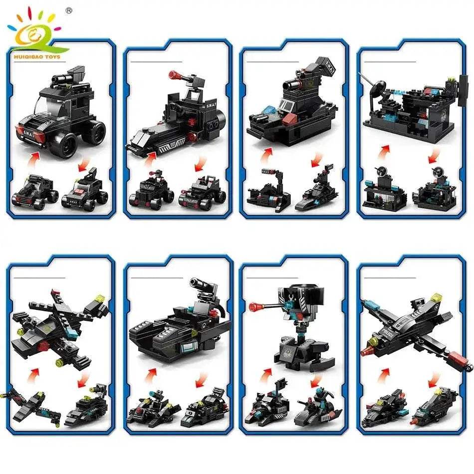 Premium Building Blocks Set with SWAT Police Command Truck and Helicopter for Creative Learning in Children - ToylandEU