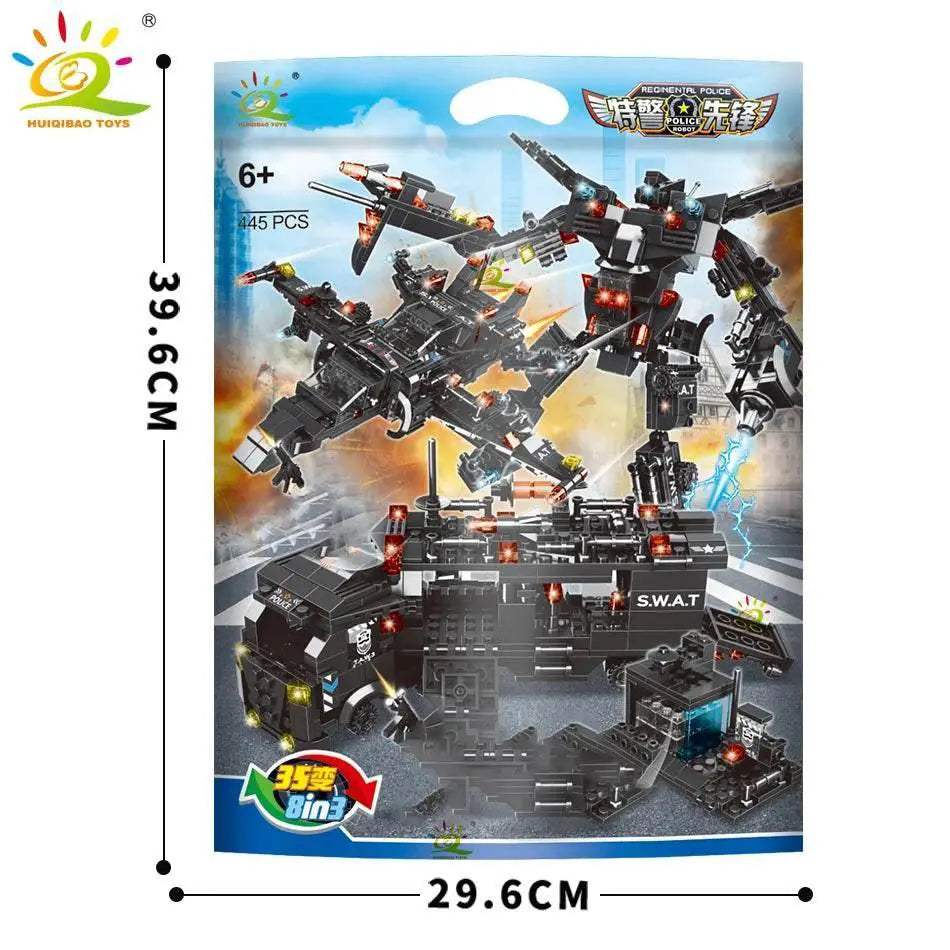 Premium Building Blocks Set with SWAT Police Command Truck and Helicopter for Creative Learning in Children - ToylandEU