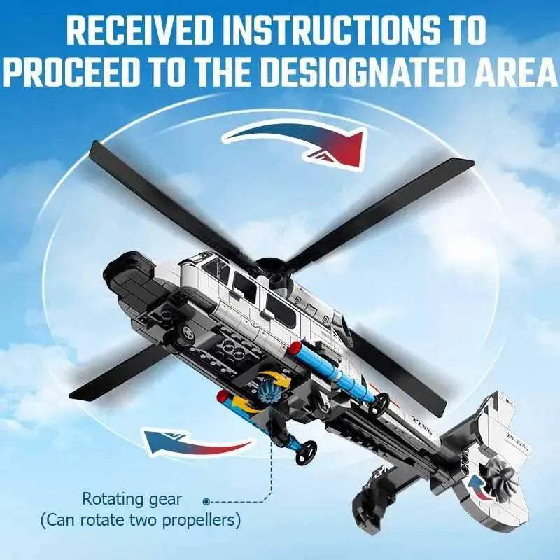 Premium Building Blocks Set with Z-9 Shipborne Helicopter Design for Creative Boys and Gift Enthusiasts - ToylandEU