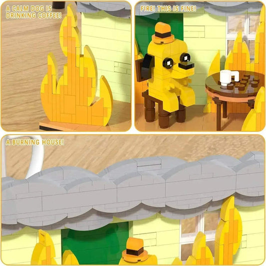 Premium Building Blocks This Is Fine Dog Desk Display Gift - ToylandEU