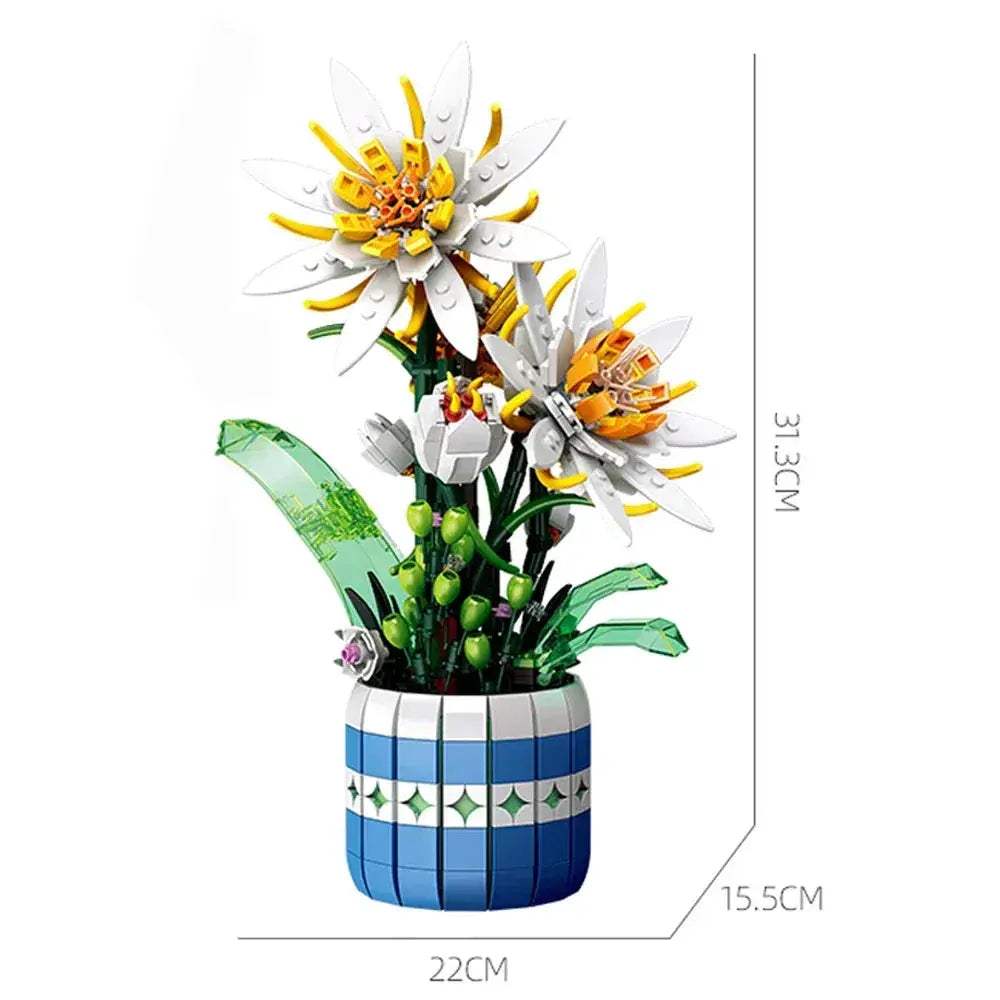 Premium DIY Flower Bouquet Building Blocks Kit With Violet And Tulip 3D Eternal Love Gift For Flower Lovers - ToylandEU