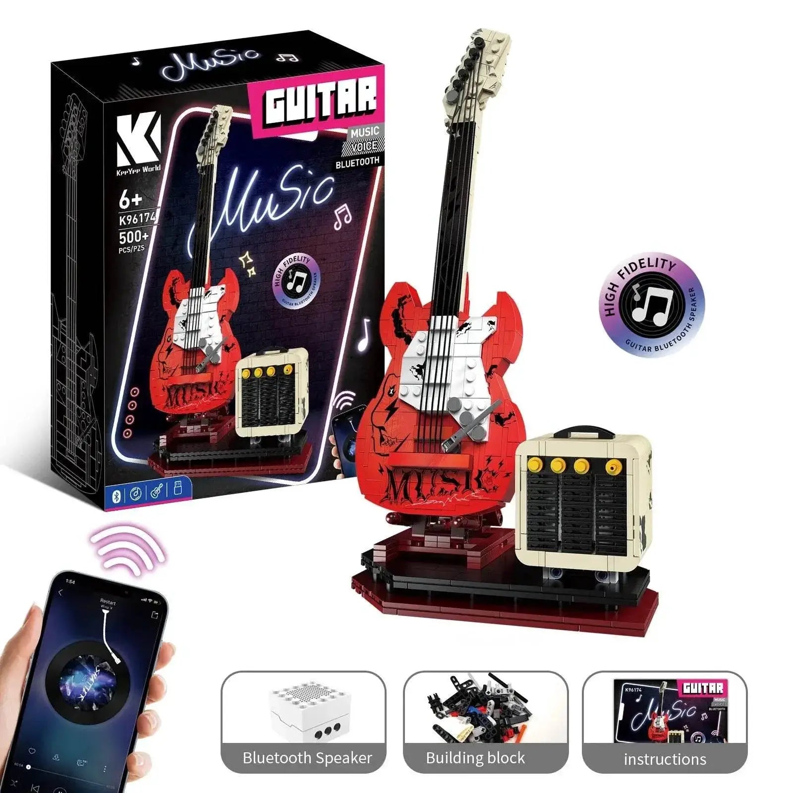 Premium Guitar Building Blocks Toy Bluetooth For Kids - ToylandEU