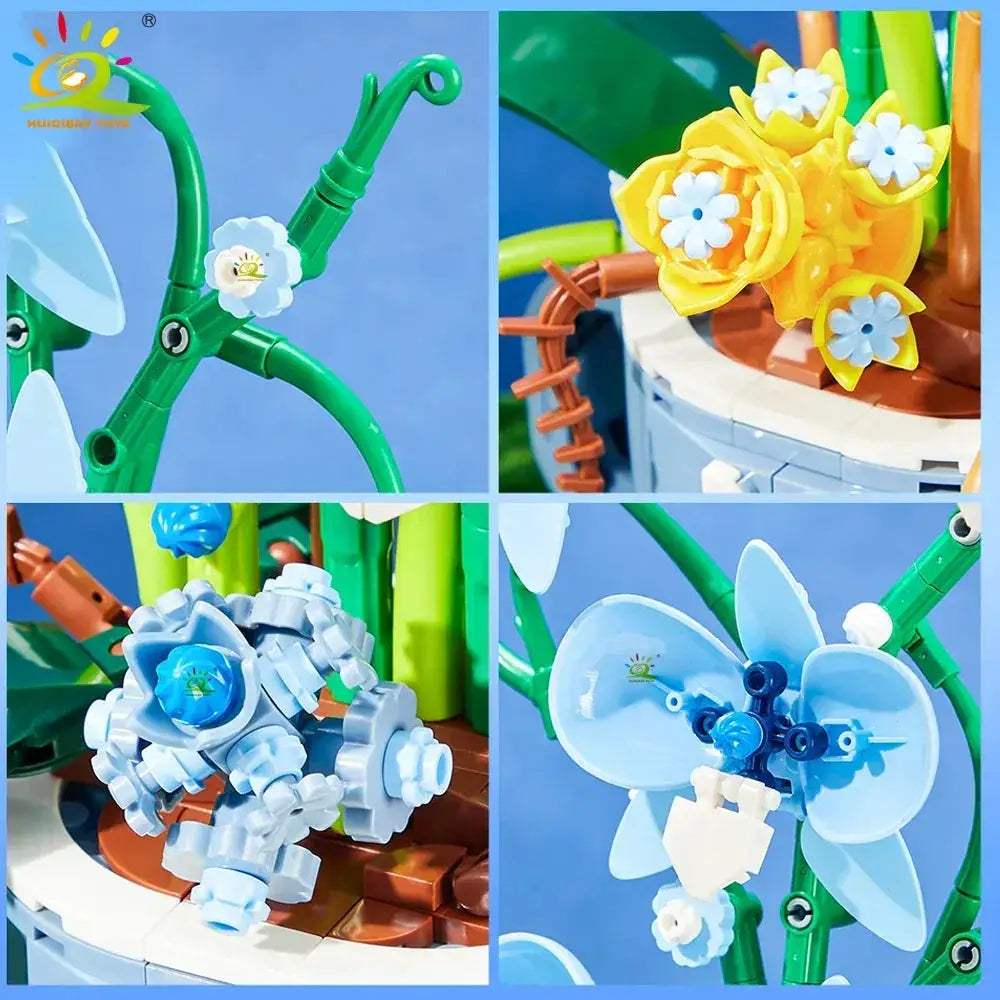 Premium Lego Compatible Building Blocks 3D Orchid Bouquet Coffee Cup Potted Decor For Home And Desk - ToylandEU