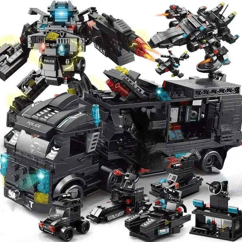 Premium Lego Compatible Building Blocks Kit 585 Piece City Police SWAT Truck For Boys And Kids - ToylandEU