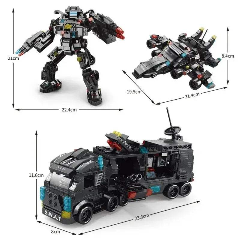 Premium Lego Compatible Building Blocks Kit 585 Piece City Police SWAT Truck For Boys And Kids - ToylandEU