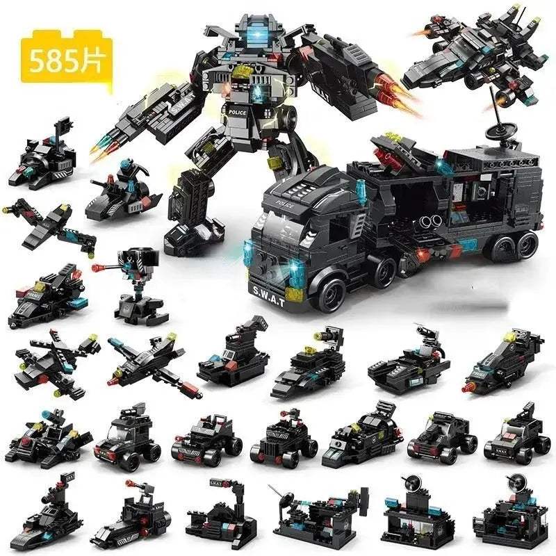 Premium Lego Compatible Building Blocks Kit 585 Piece City Police SWAT Truck For Boys And Kids - ToylandEU