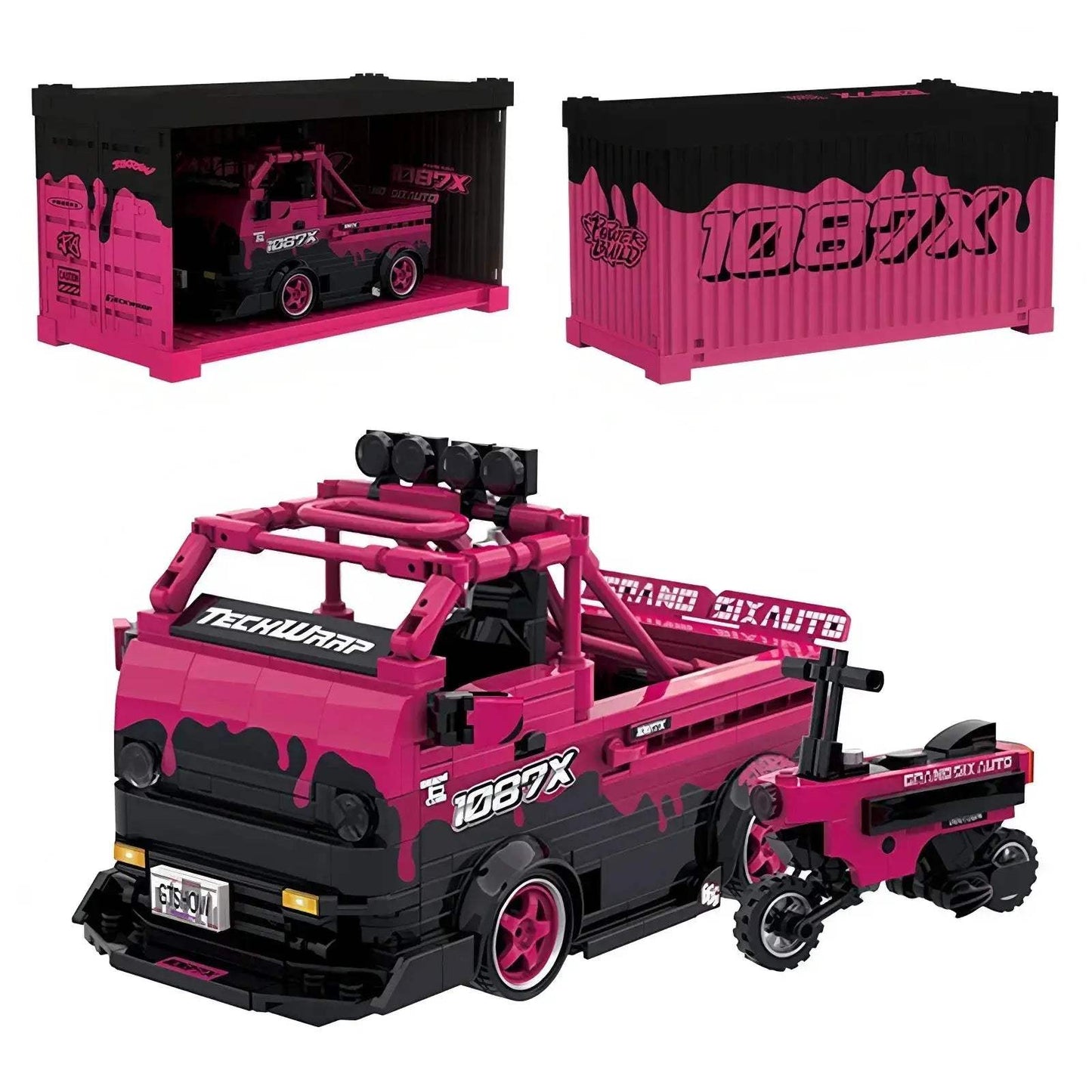 Premium Lego Compatible Building Blocks Rose Red Truck Model MOC City Speed Car Champion Racer For Kids And Adults - ToylandEU