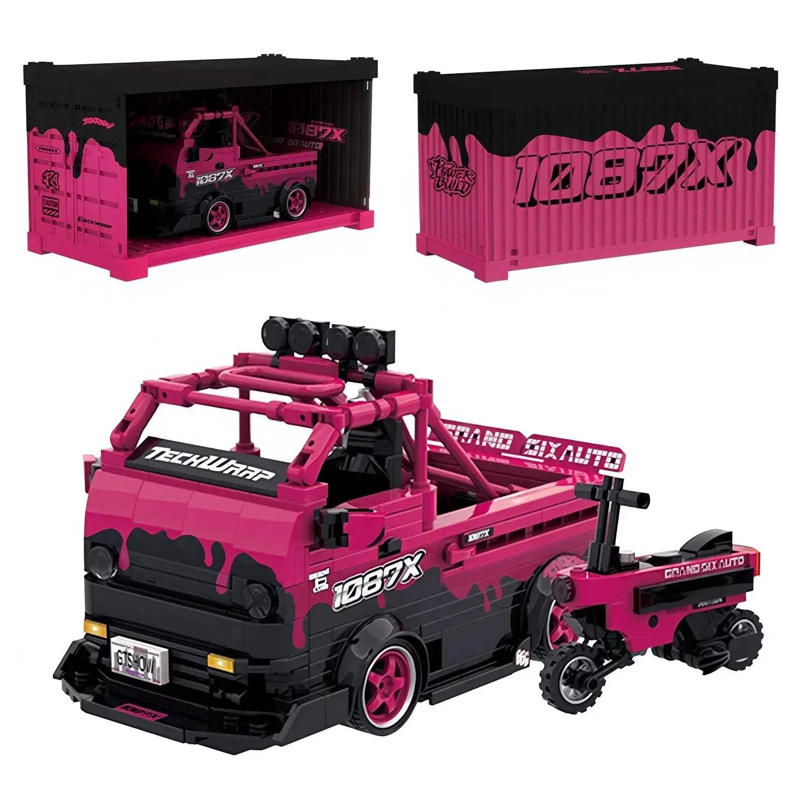 Premium Lego Compatible Building Blocks Rose Red Truck Model MOC City Speed Car Champion Racer For Kids And Adults - ToylandEU