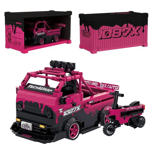 Premium Lego Compatible Building Blocks Rose Red Truck Model MOC City Speed Car Champion Racer For Kids And Adults - ToylandEU