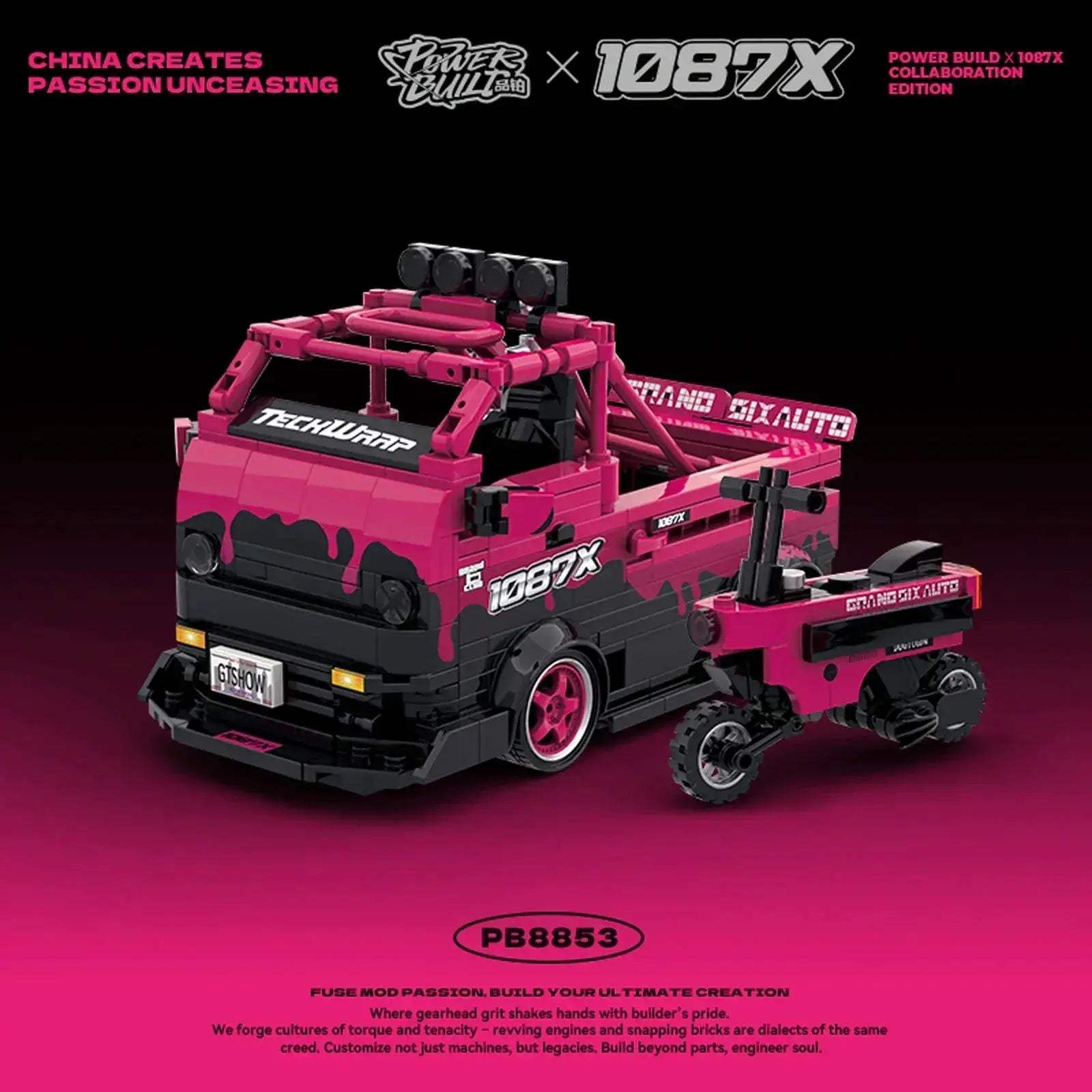 Premium Lego Compatible Building Blocks Rose Red Truck Model MOC City Speed Car Champion Racer For Kids And Adults - ToylandEU