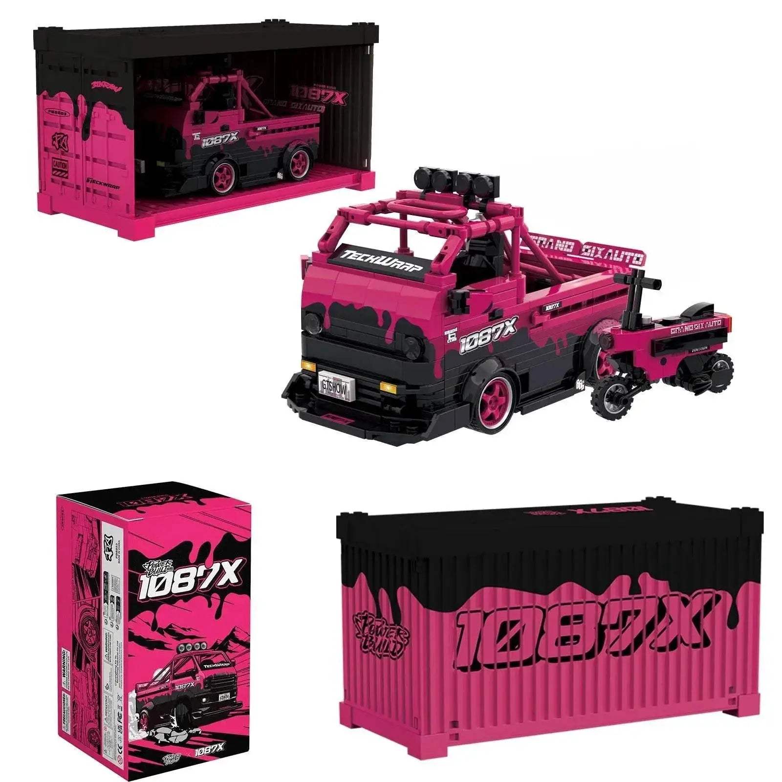 Premium Lego Compatible Building Blocks Rose Red Truck Model MOC City Speed Car Champion Racer For Kids And Adults - ToylandEU