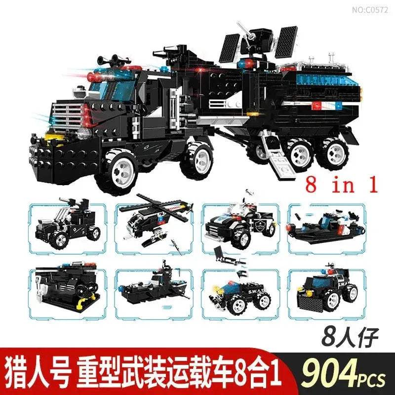 Premium Lego Compatible Building Blocks Set Multi Vehicle City Police Station Bus Car Helicopter Army Trucks For Kids - ToylandEU