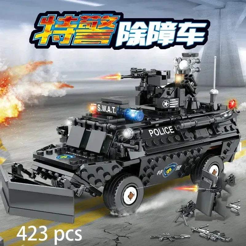 Premium Lego Compatible Building Blocks Set Multi Vehicle City Police Station Bus Car Helicopter Army Trucks For Kids - ToylandEU