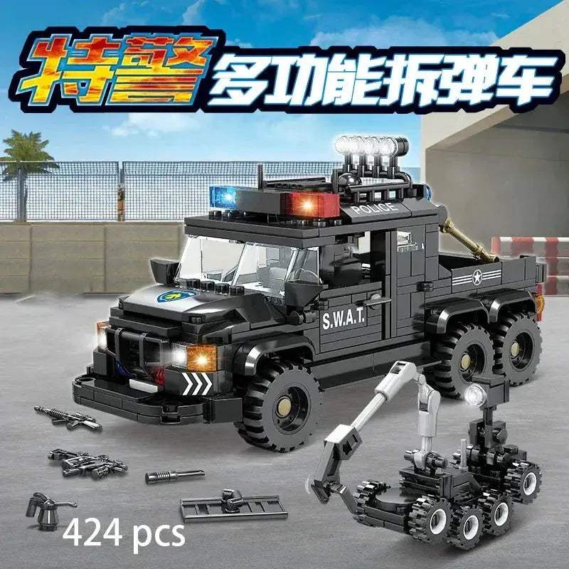 Premium Lego Compatible Building Blocks Set Multi Vehicle City Police Station Bus Car Helicopter Army Trucks For Kids - ToylandEU