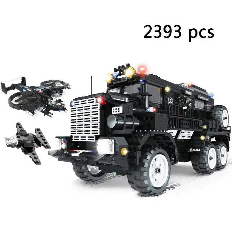 Premium Lego Compatible Building Blocks Set Multi Vehicle City Police Station Bus Car Helicopter Army Trucks For Kids - ToylandEU