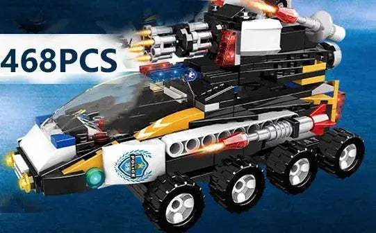 Premium Lego Compatible Building Blocks Set Multi Vehicle City Police Station Bus Car Helicopter Army Trucks For Kids - ToylandEU