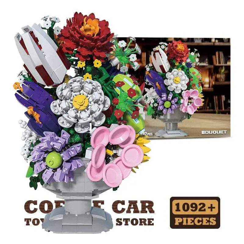 Premium Lego Compatible Building Blocks Set Romantic Flowers Bouquet Potted Plant For Home Decoration - ToylandEU