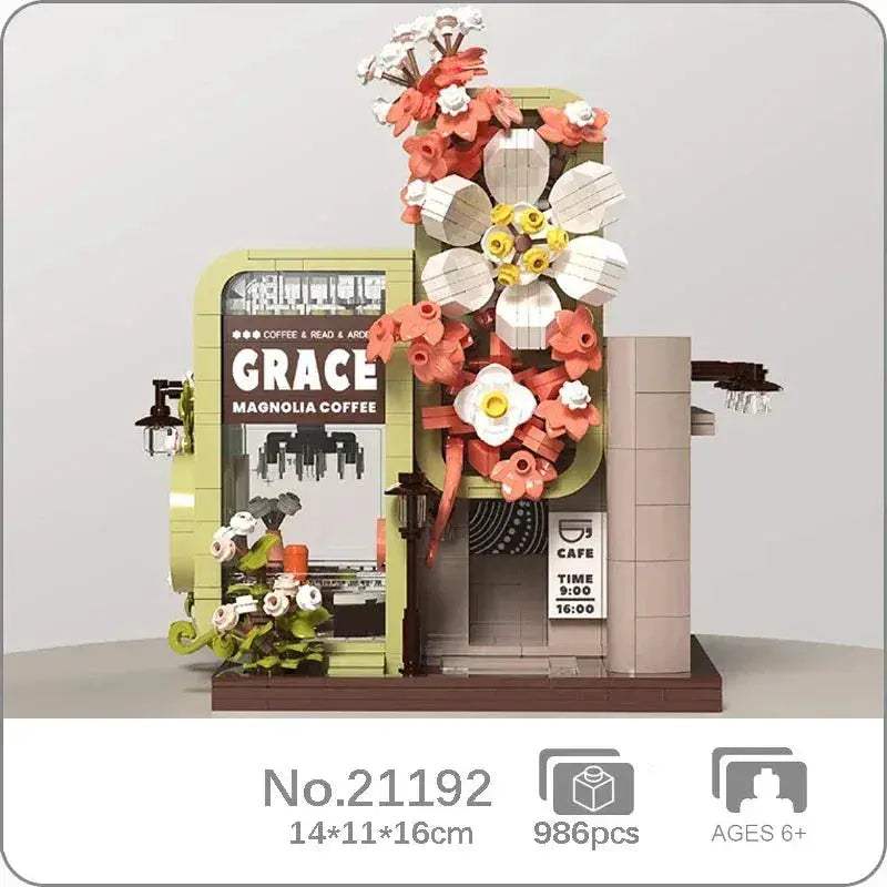 Premium Micro Building Blocks Set Eternal Flower Street Tea Shop Scene For Home Decor And Hospitality Enthusiasts - ToylandEU