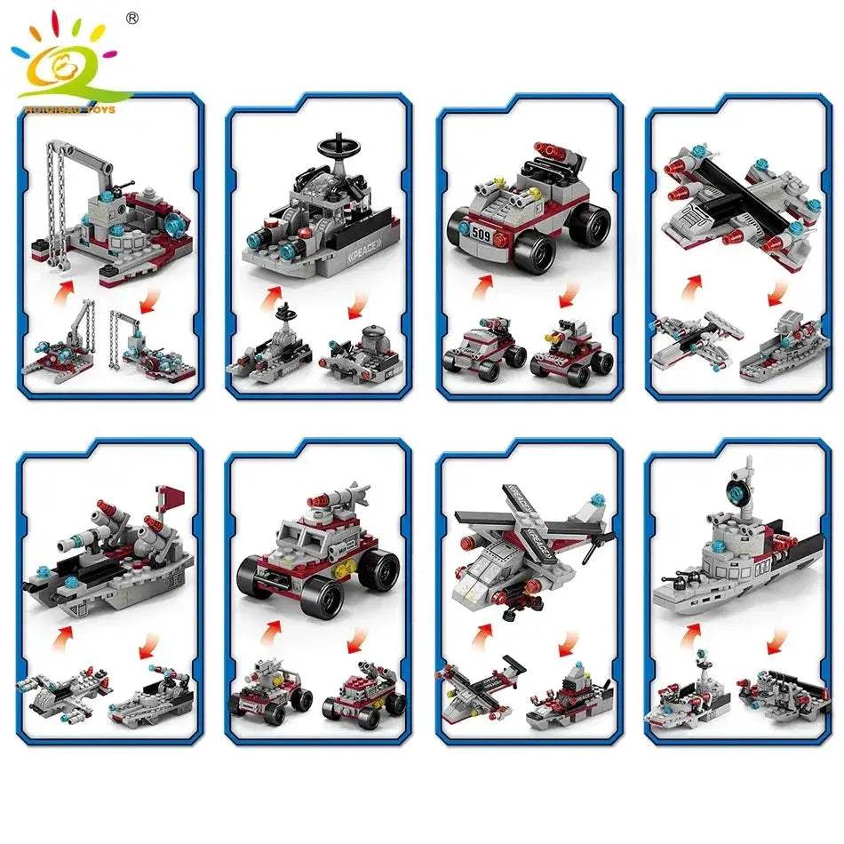 Premium Military Warship Building Blocks 554 Pieces 8 In 1 Aircraft Cruiser Lego Compatible For Boys - ToylandEU