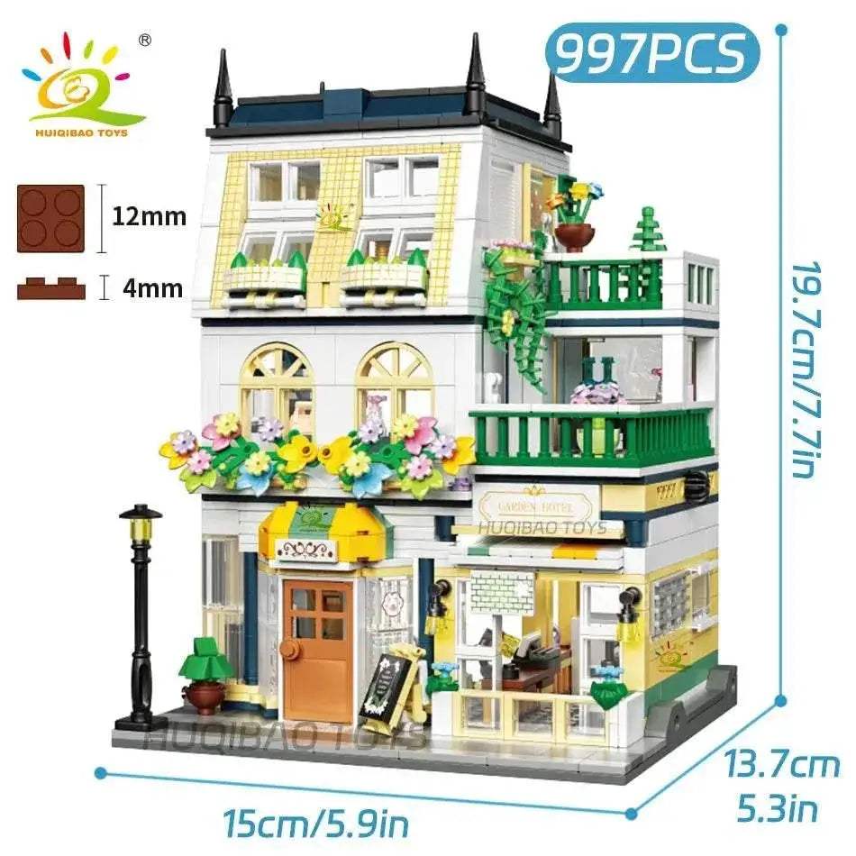 Premium Mini Garden Hotel Model Building Blocks Set with Detailed City Street Design for Creative Children and Adults - ToylandEU