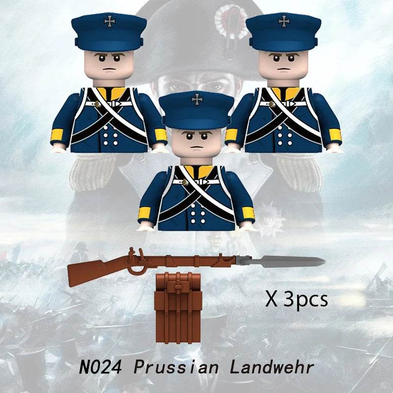MOC Prussian Soldiers Building Block Set - Medieval Military Figures (3 pcs) Building Bricks MOC - ToylandEU