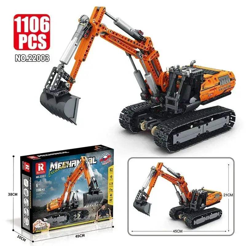 RC Excavator Building Blocks Kit Realistic Remote Control - ToylandEU