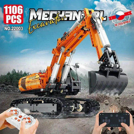 RC Excavator Building Blocks Kit Realistic Remote Control - ToylandEU