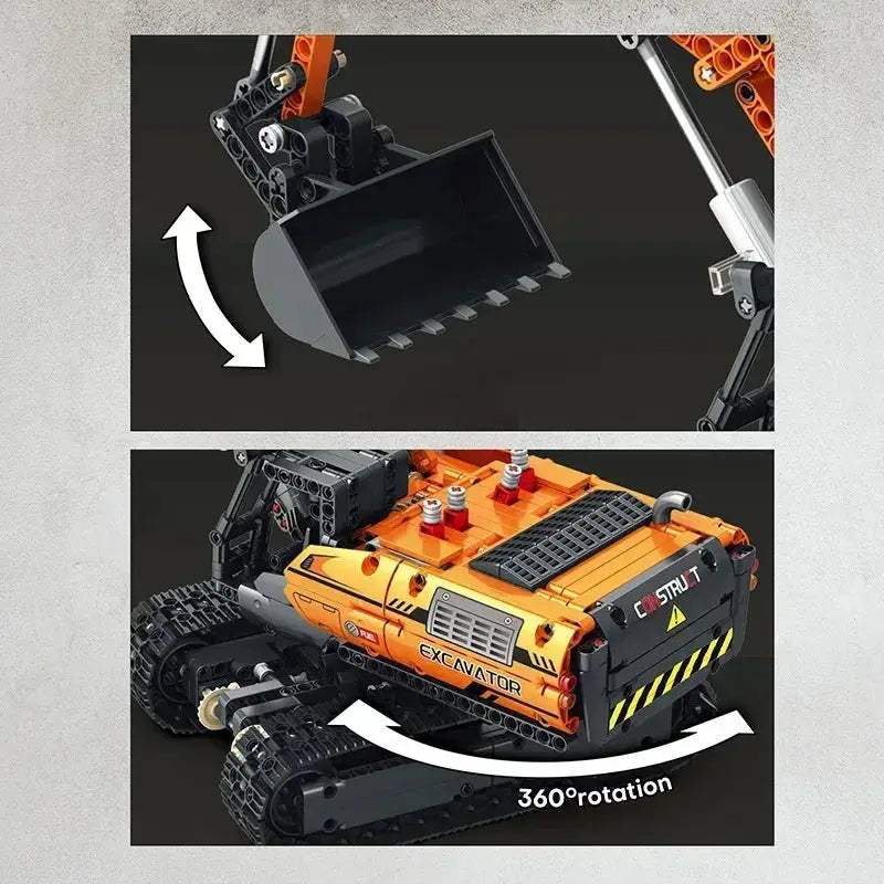 RC Excavator Building Blocks Kit Realistic Remote Control - ToylandEU
