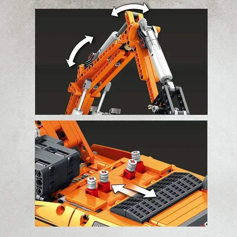 RC Excavator Building Blocks Kit Realistic Remote Control - ToylandEU