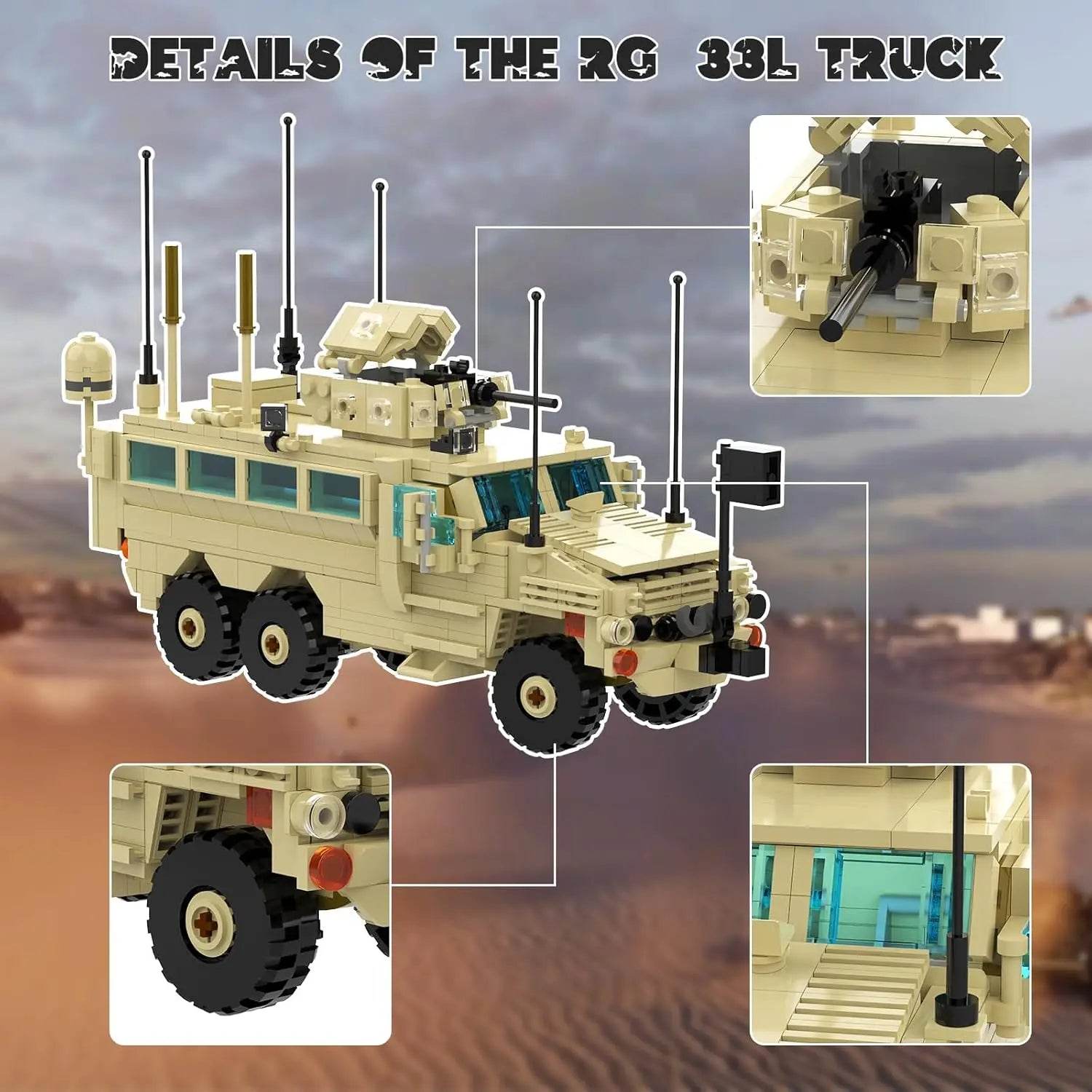 MOC RG-33L Cat.2 MRAP Building Blocks Military Vehicle Building Bricks MOC - ToylandEU