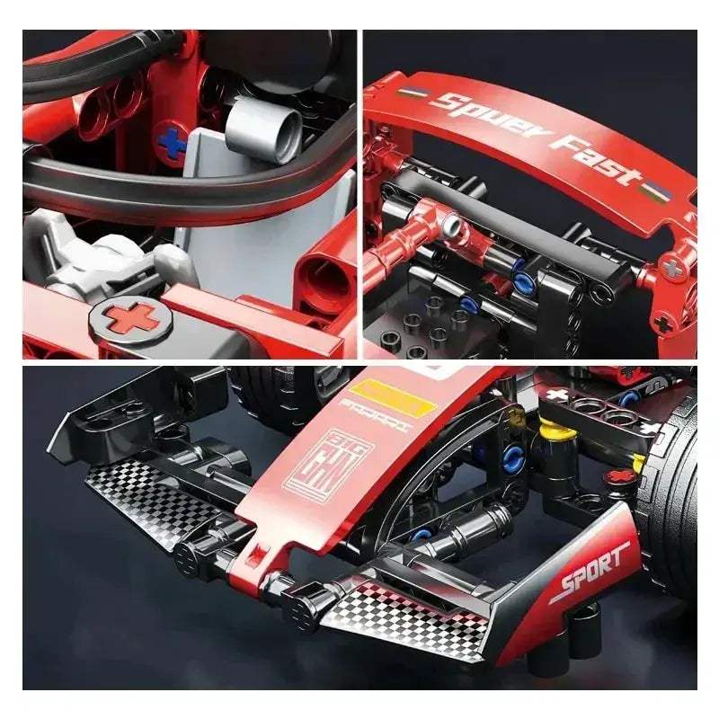 MOC Red Racing Car Building Blocks Set DIY Creative Kit - ToylandEU