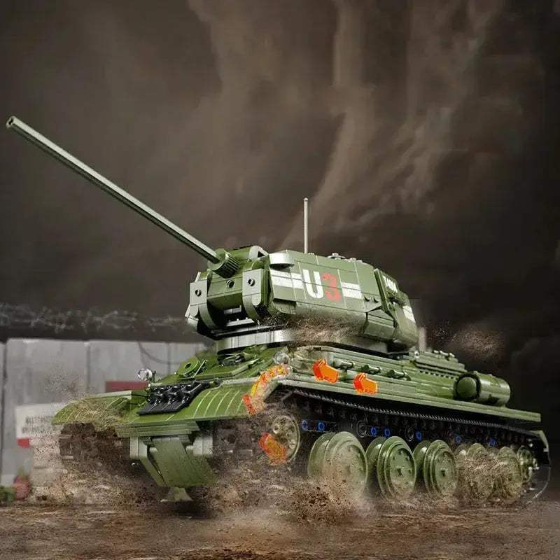 MOC Remote Control T34 Tank Building Blocks 2052 Piece Model - ToylandEU