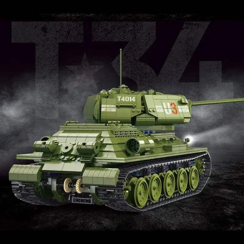 MOC Remote Control T34 Tank Building Blocks 2052 Piece Model - ToylandEU