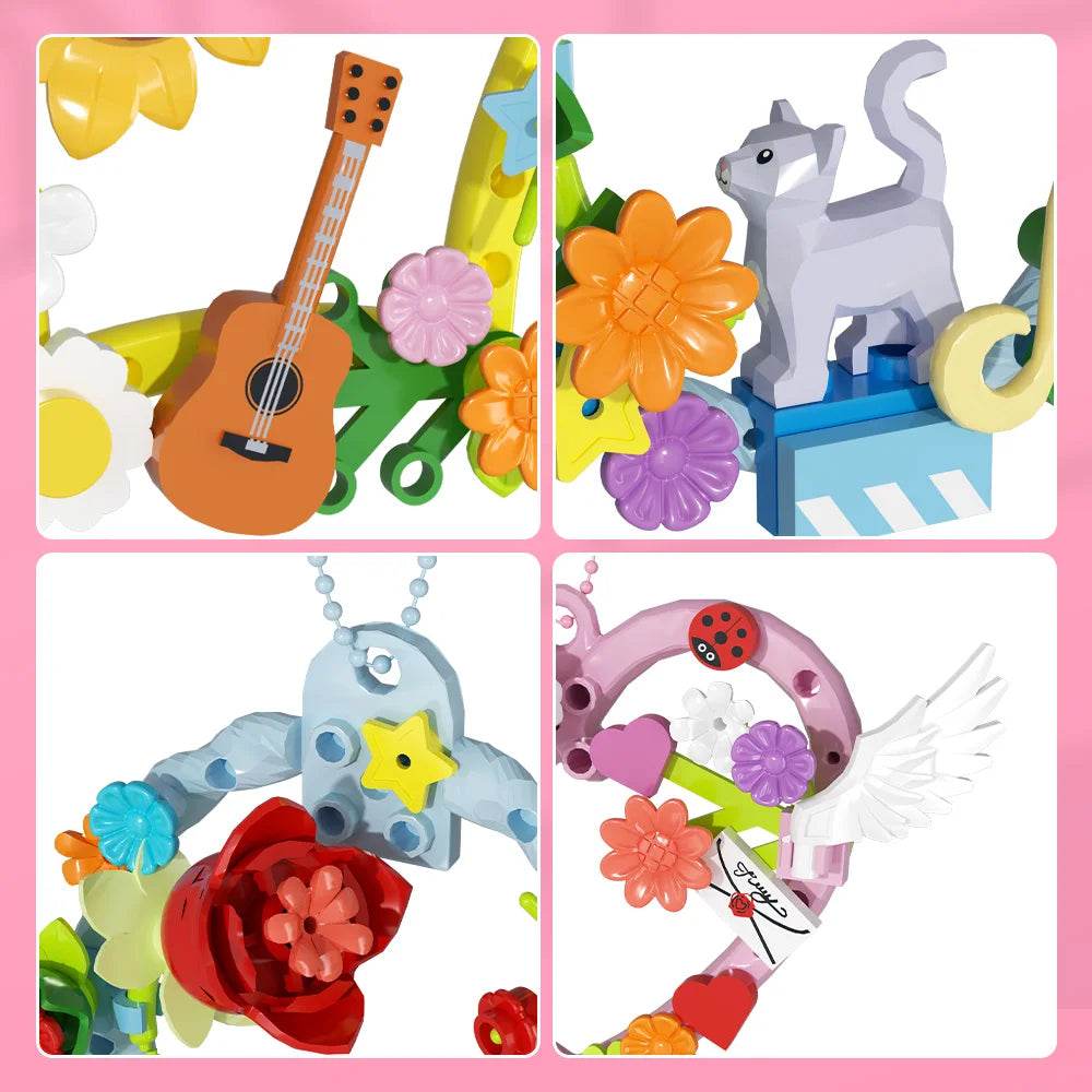 MOC Romantic Garland Building Blocks Set Cupid Rose Sunflower Building Bricks MOC - ToylandEU