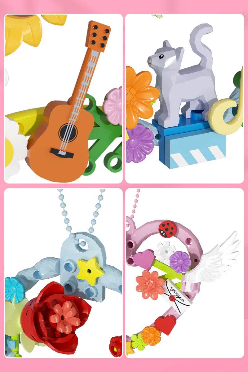 MOC Romantic Garland Building Blocks Set Cupid Rose Sunflower Building Bricks MOC - ToylandEU