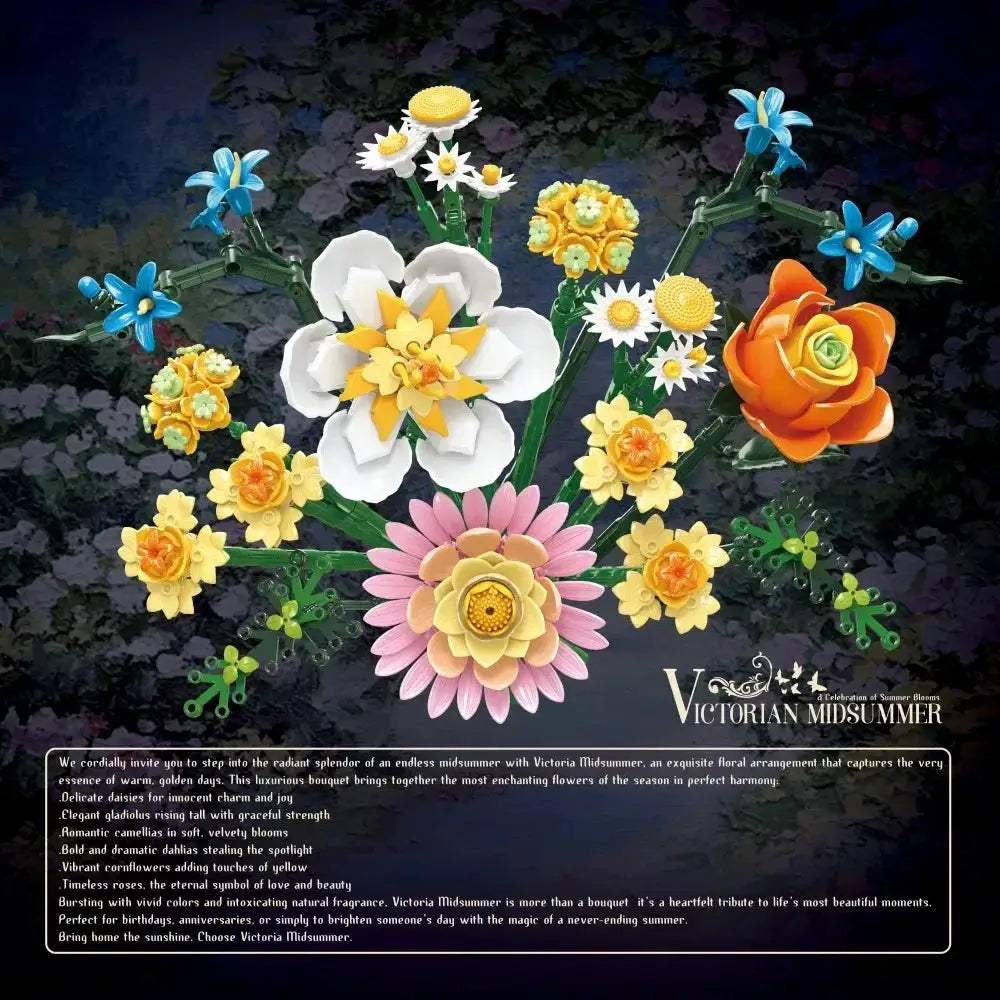 MOC Rose Bouquet Building Blocks Set for Desktop Decor - ToylandEU