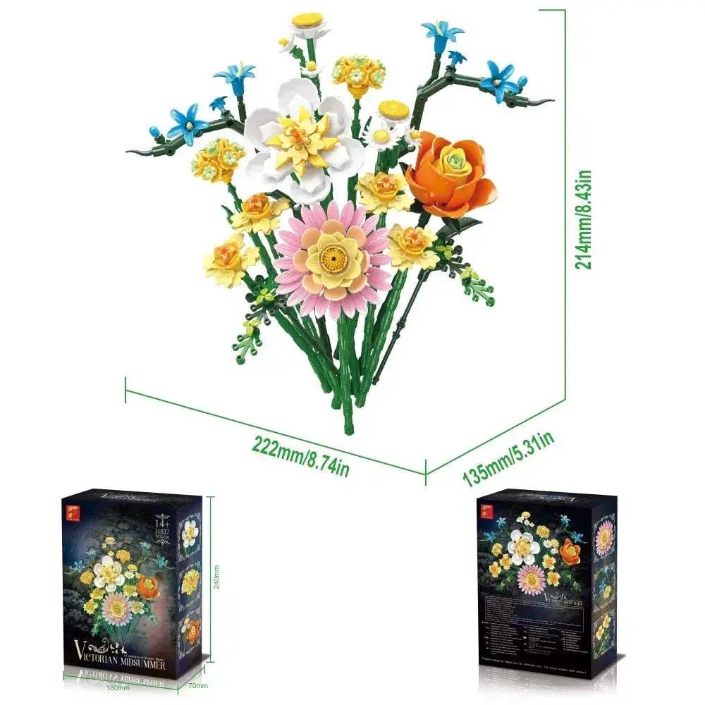 MOC Rose Bouquet Building Blocks Set for Desktop Decor - ToylandEU