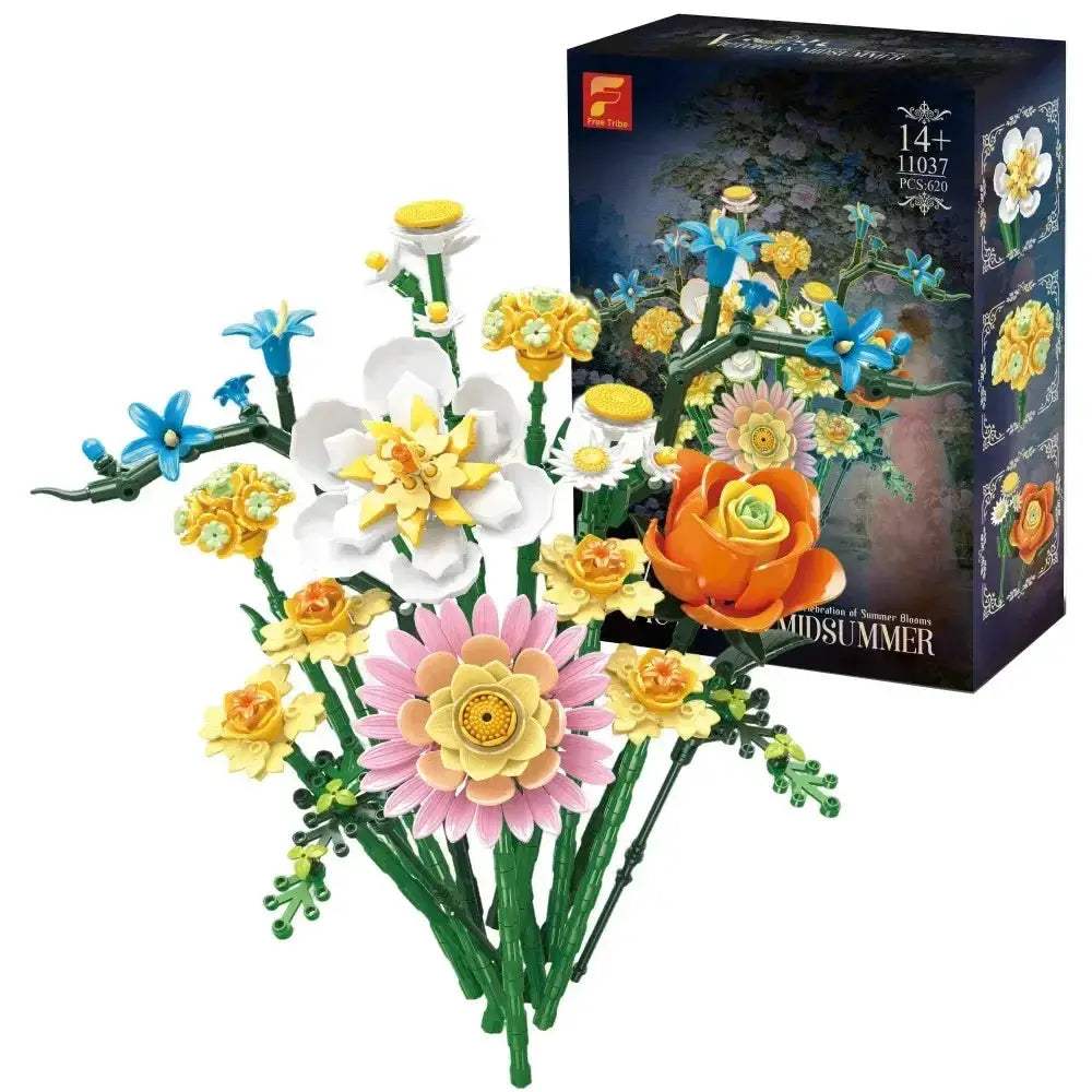MOC Rose Bouquet Building Blocks Set for Desktop Decor - ToylandEU
