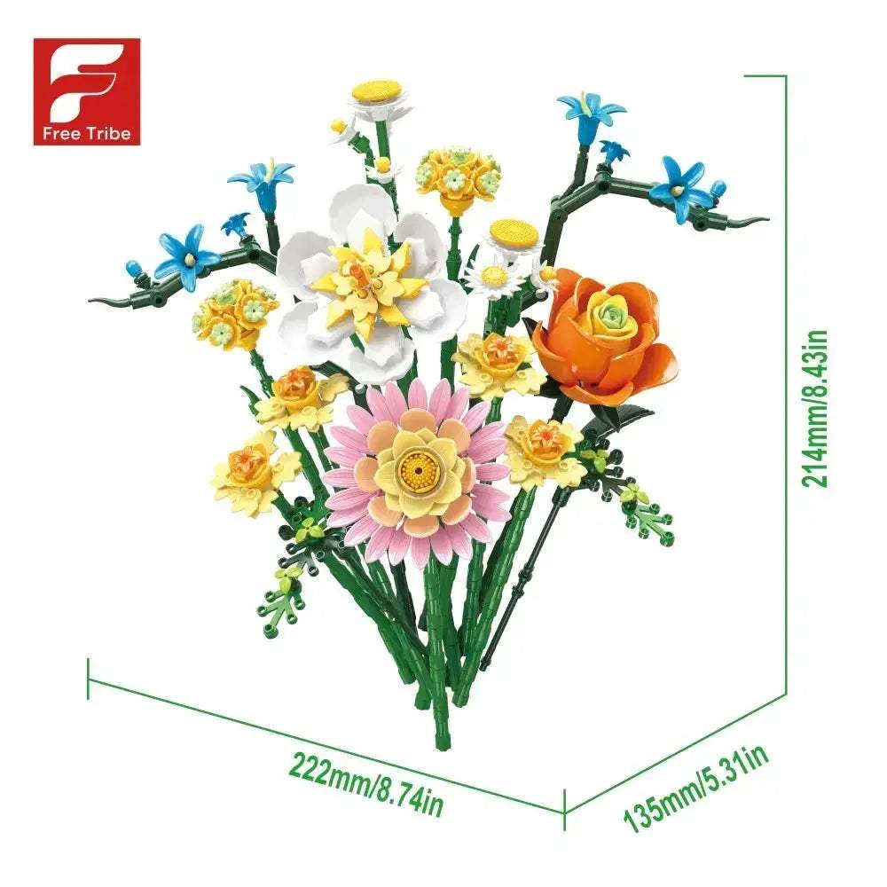 MOC Rose Bouquet Building Blocks Set for Desktop Decor - ToylandEU