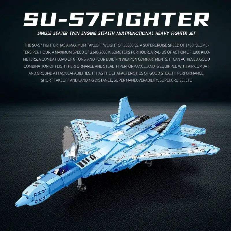 MOC SU 57 Stealth Fighter Building Blocks Aircraft Model Desktop Display - ToylandEU