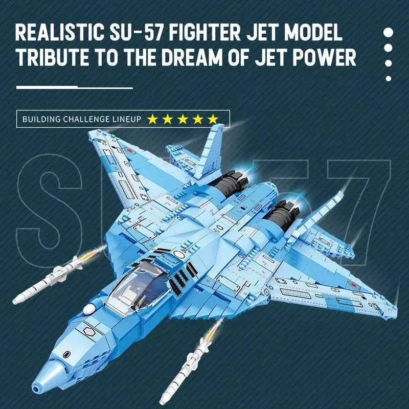MOC SU 57 Stealth Fighter Building Blocks Aircraft Model Desktop Display - ToylandEU