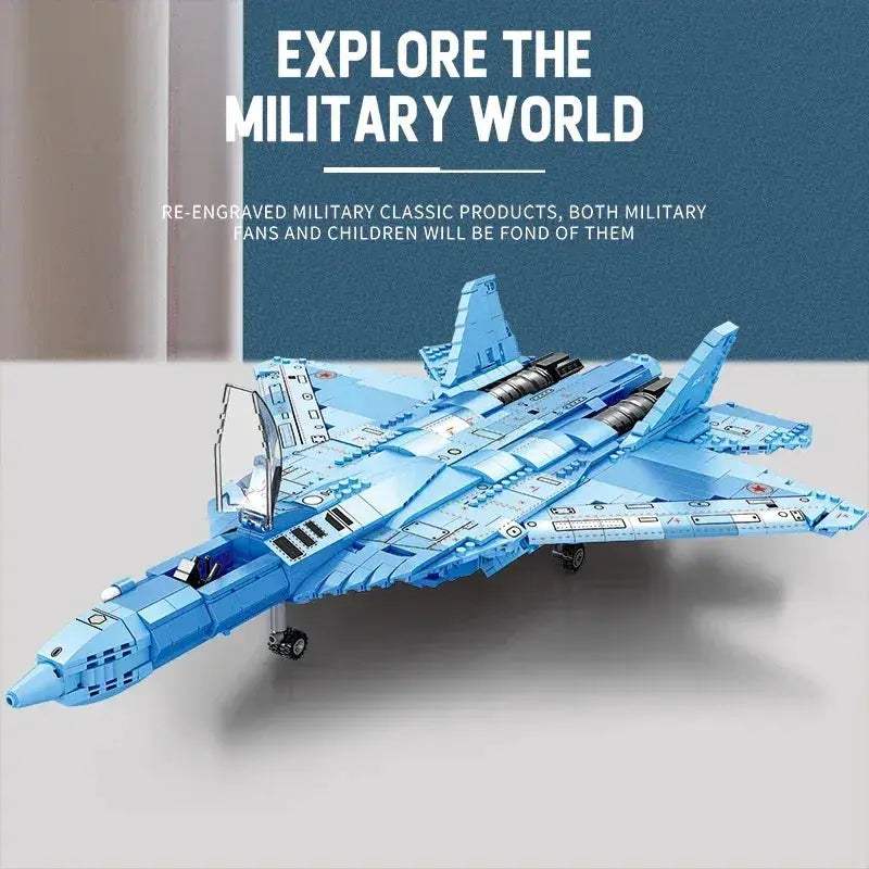 MOC SU 57 Stealth Fighter Building Blocks Aircraft Model Desktop Display - ToylandEU