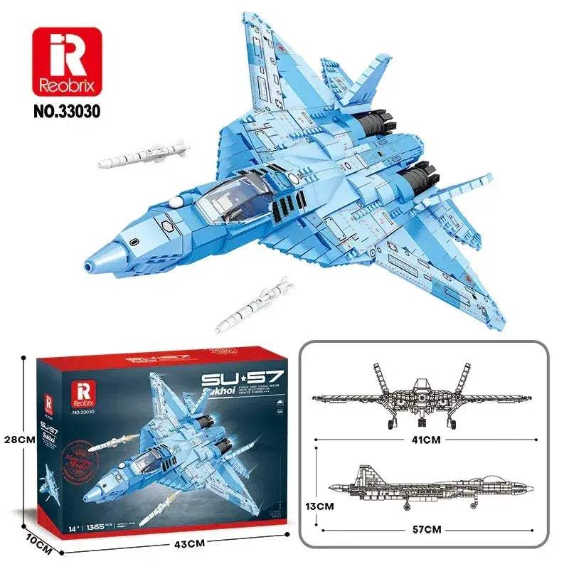 MOC SU 57 Stealth Fighter Building Blocks Aircraft Model Desktop Display - ToylandEU