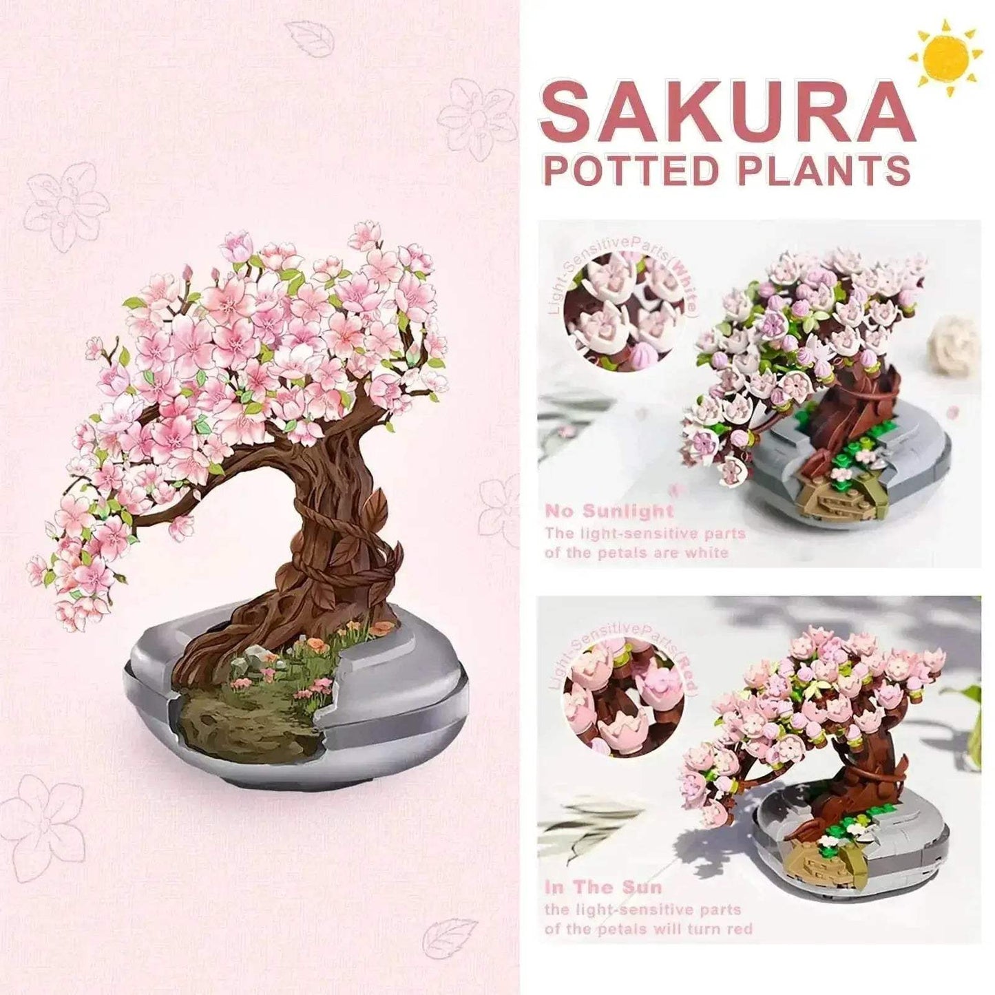 Sakura Potted Bouquet Building Blocks Plant Bonsai Model Toys - ToylandEU