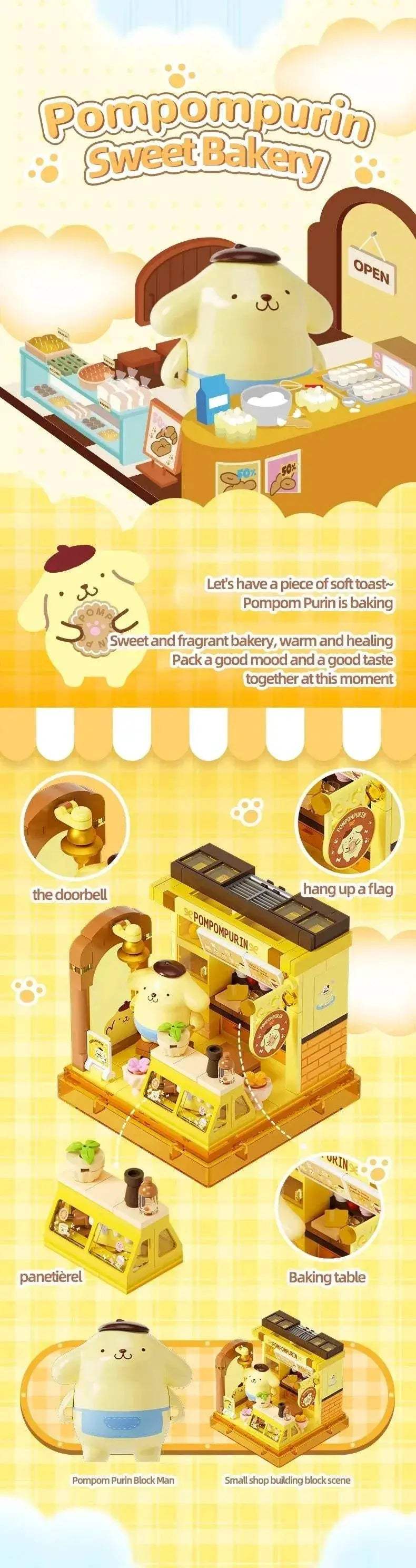 Sanrio Building Blocks Hellokitty Kuromi Bakery Ocean Restaurant - ToylandEU