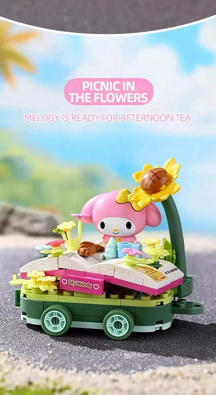 Sanrio Flower Car Series Building Blocks Kuromi Hello Kitty - ToylandEU
