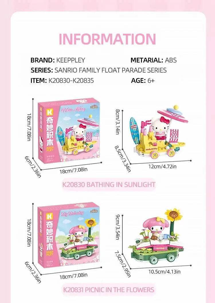Sanrio Flower Car Series Building Blocks Kuromi Hello Kitty - ToylandEU