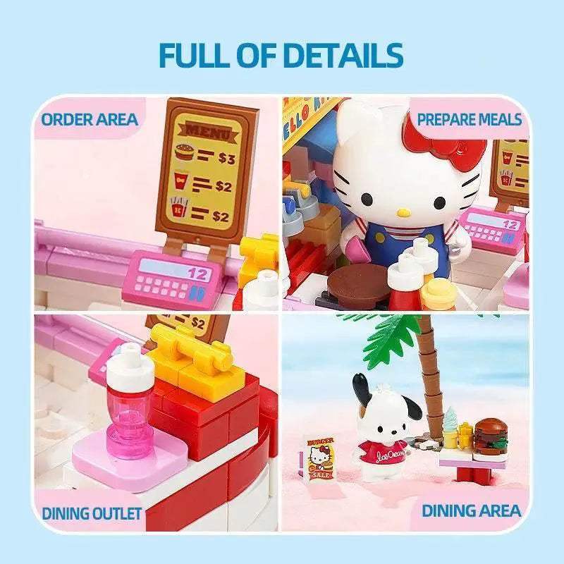 Sanrio Series Building Blocks Hello Kitty Pochacco Burger Car - ToylandEU